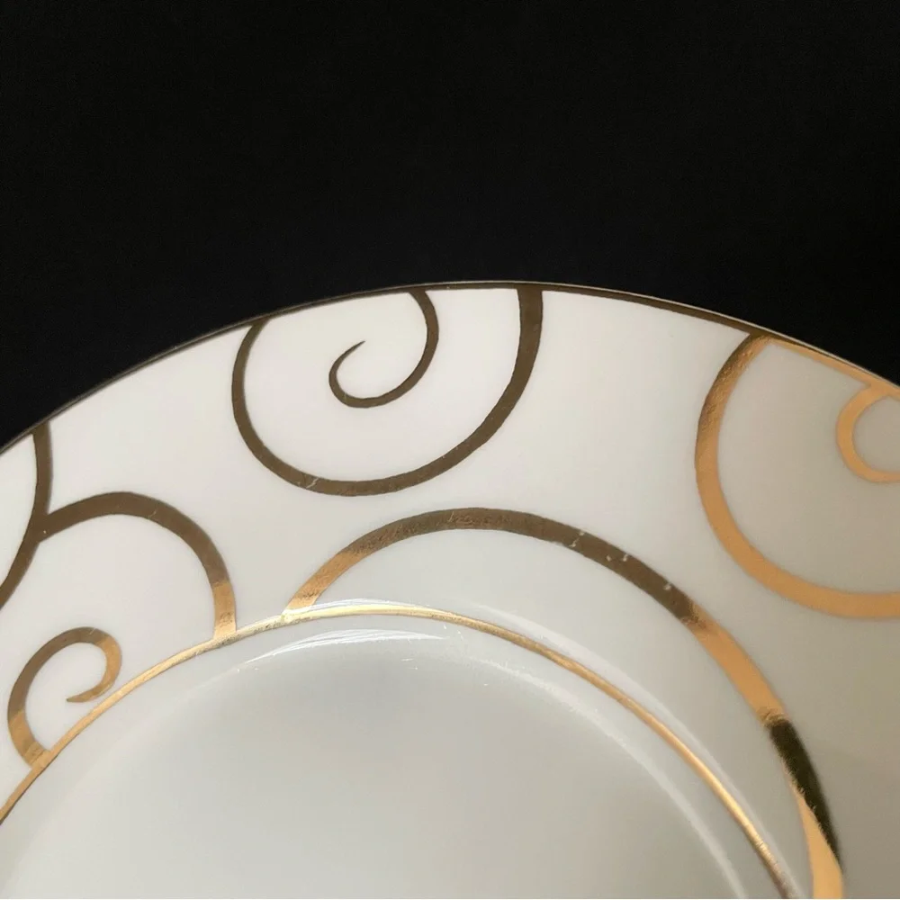 SET of 4 Gold Swirl Cup & Saucers by Pier 1